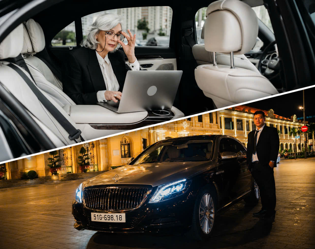 HẠNG NHẤT Mercedes S-class - Phù hợp cho tối đa 3 người - 2 hành lý xách tay và 1 hành lý ký gửi tiêu chuẩn -  Nước tinh khiết và khăn ướt miễn phí